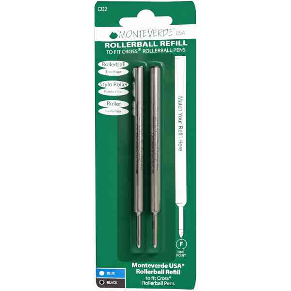 Monteverde USA Rollerbal Refill To fit Cross, Fine point 2pc Blister