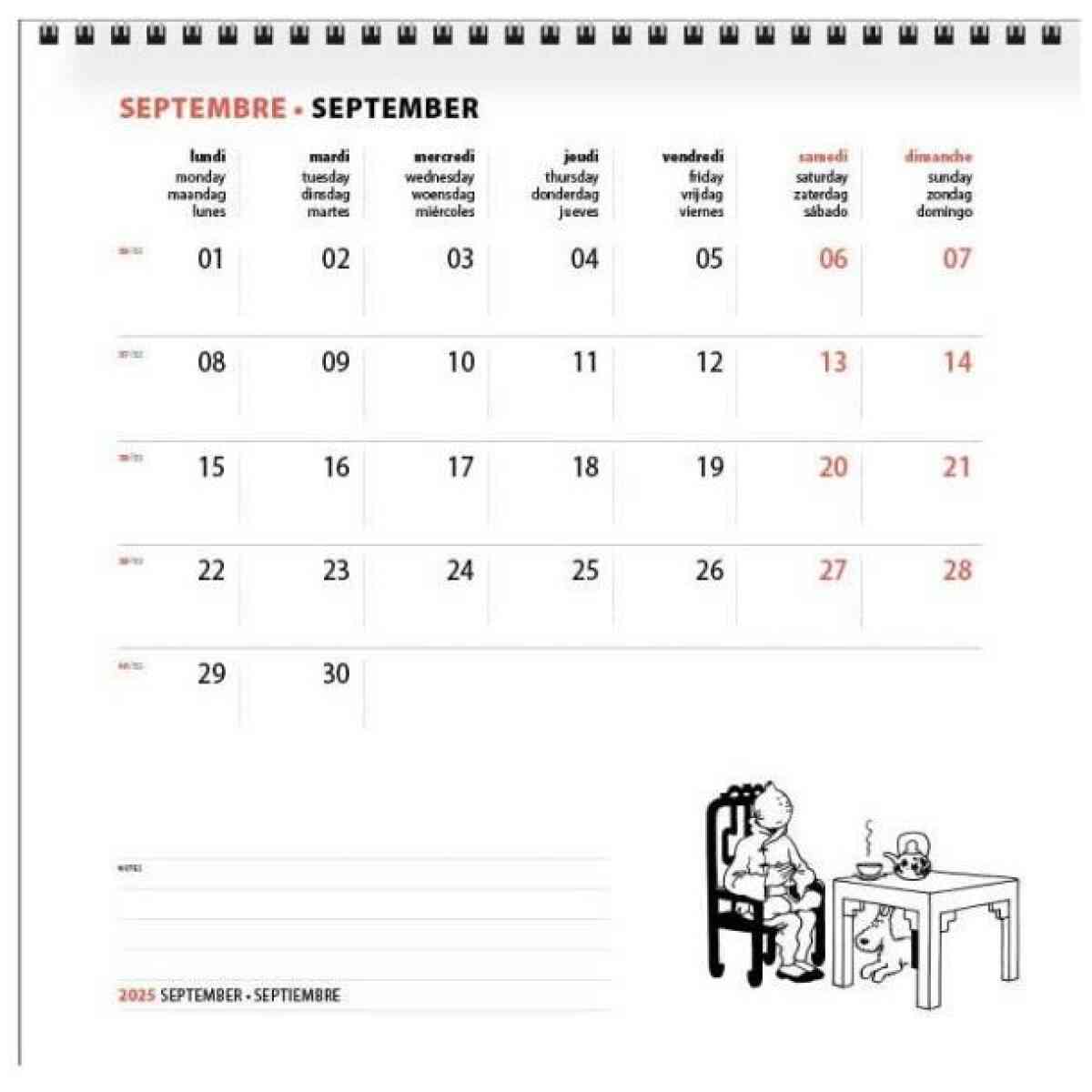 Tintin Stor Väggkalender 30 x 30 CM - Bild 4