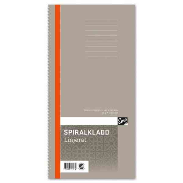 Spiralkladd 147x297mm 70g 96 blad linj