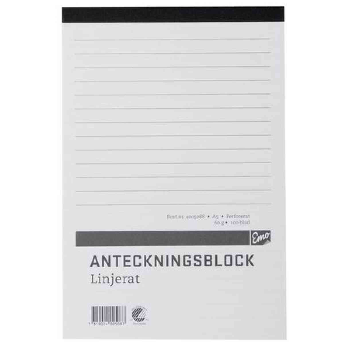 Anteckningsblock A5 100 blad perf linj