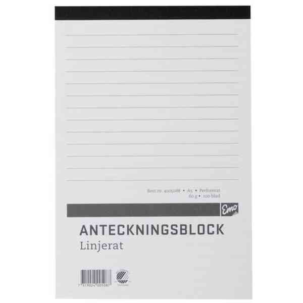 Anteckningsblock A5 100 blad perf linj