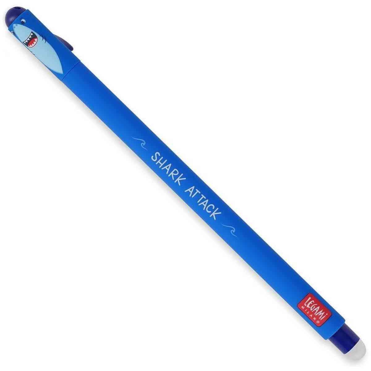 Erasable gel pen, Shark, blå, gelpenna med utsuddbart bläck