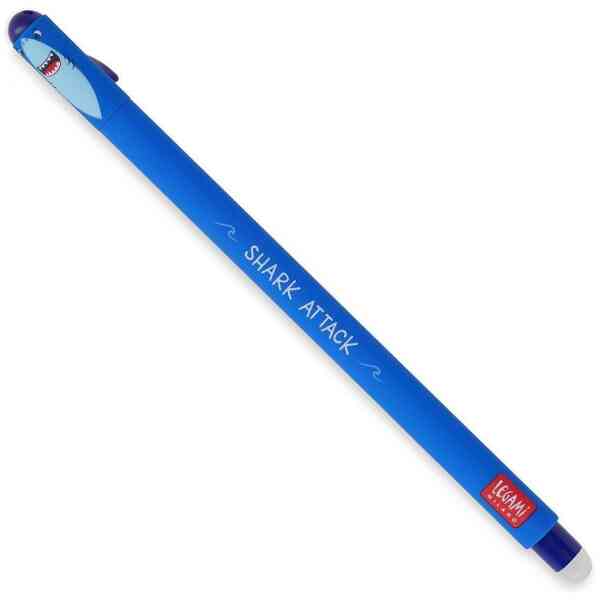 Erasable gel pen, Shark, blå, gelpenna med utsuddbart bläck
