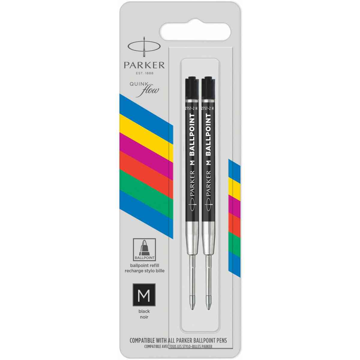 Parker Ballpen economy refill Quinkflow M Black 2-Blister