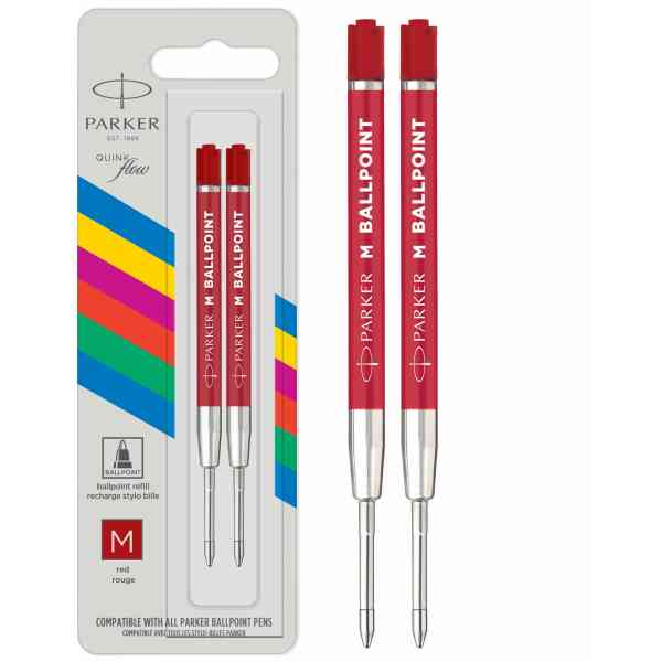 Parker Ballpen economy refill Quinkflow M Red 2-Blister