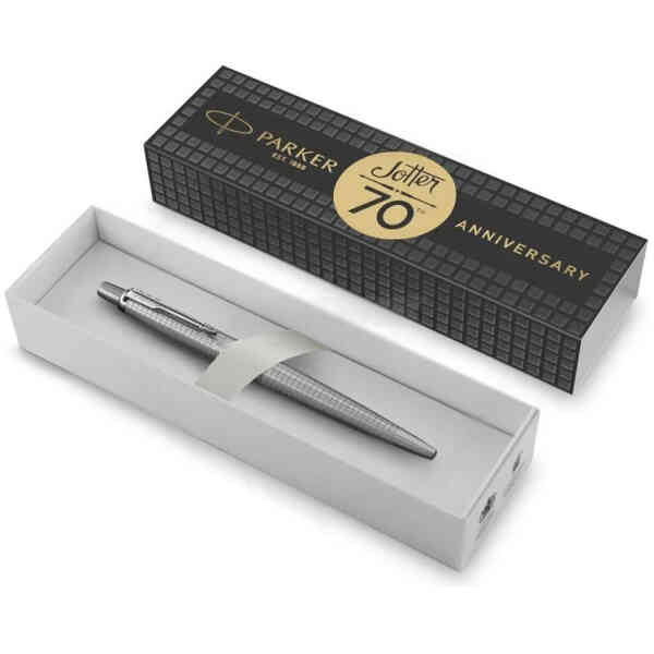 Kulspetspenna Parker Jotter Special Edition 70th Anniversary Stainless Steel G.T. Ballpen M Blue ink - Silver