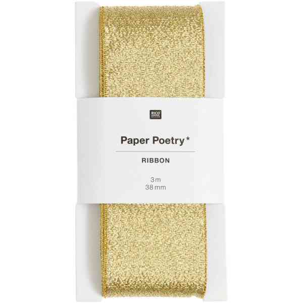 Metallic Ribbon, Gold Glitter, 38 mm x 3 m