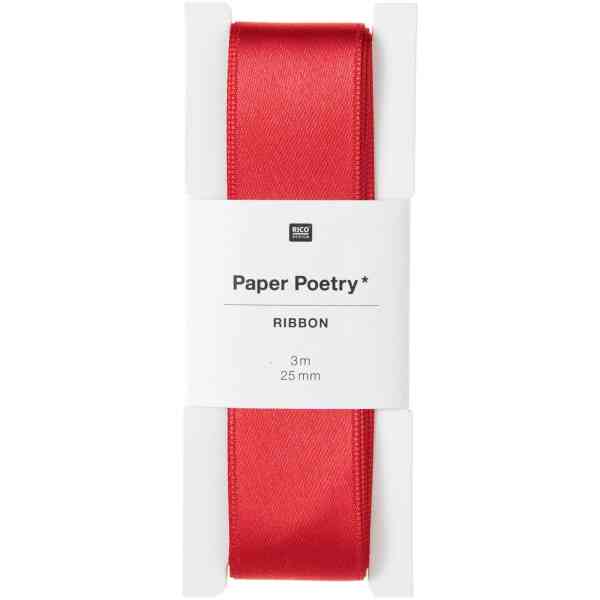 Polyester Ribbon, Red, Glossy, 25 mm x 3 m