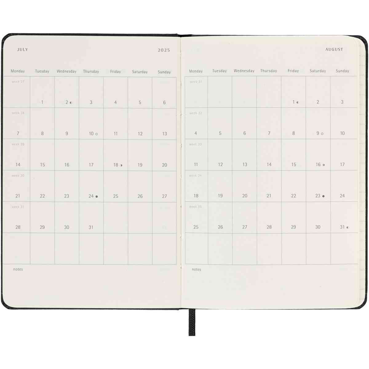 Classic Hard 12M Weekly Horizontal Pocket Svart 2025 - Bild 4