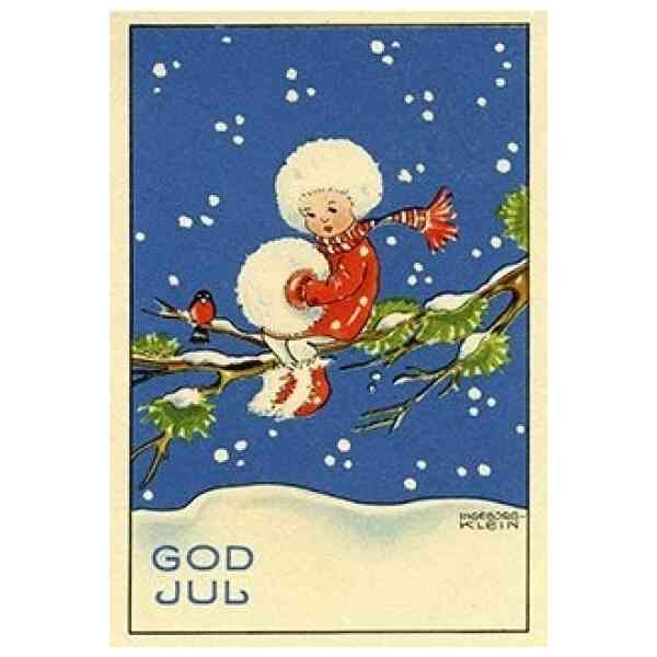 Julkort Flicka på gren