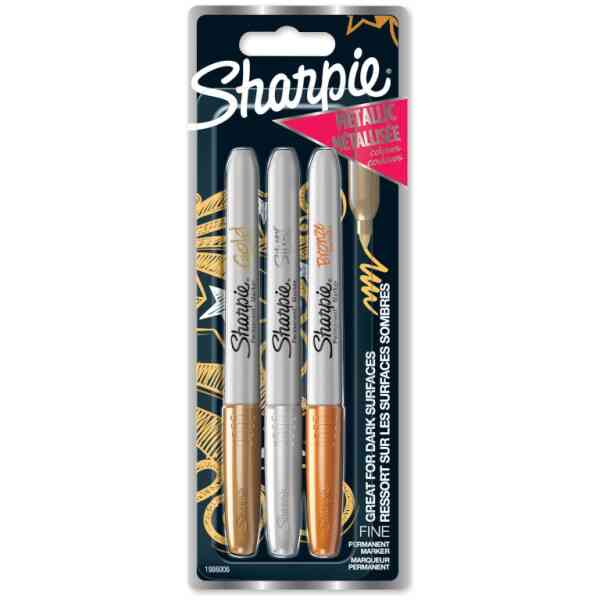 Fiberpennset Sharpie Metallic 3-Blister 1,4 mm Gold/Silver/Bronze