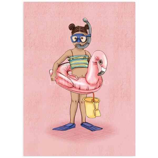 Flamingo Girl, Postcard