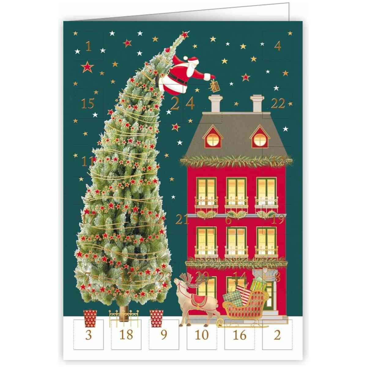 Santa on Tree with Presents, Advent Calendar