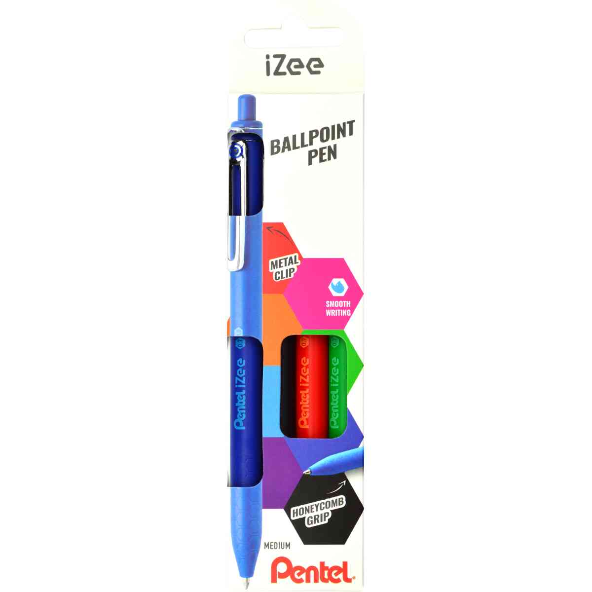Pentel BX467-4 iZee Kuglepen 0,7mm set tryckmekanism Skrivbredd 0,35mm : Svart, röd, blå, grön