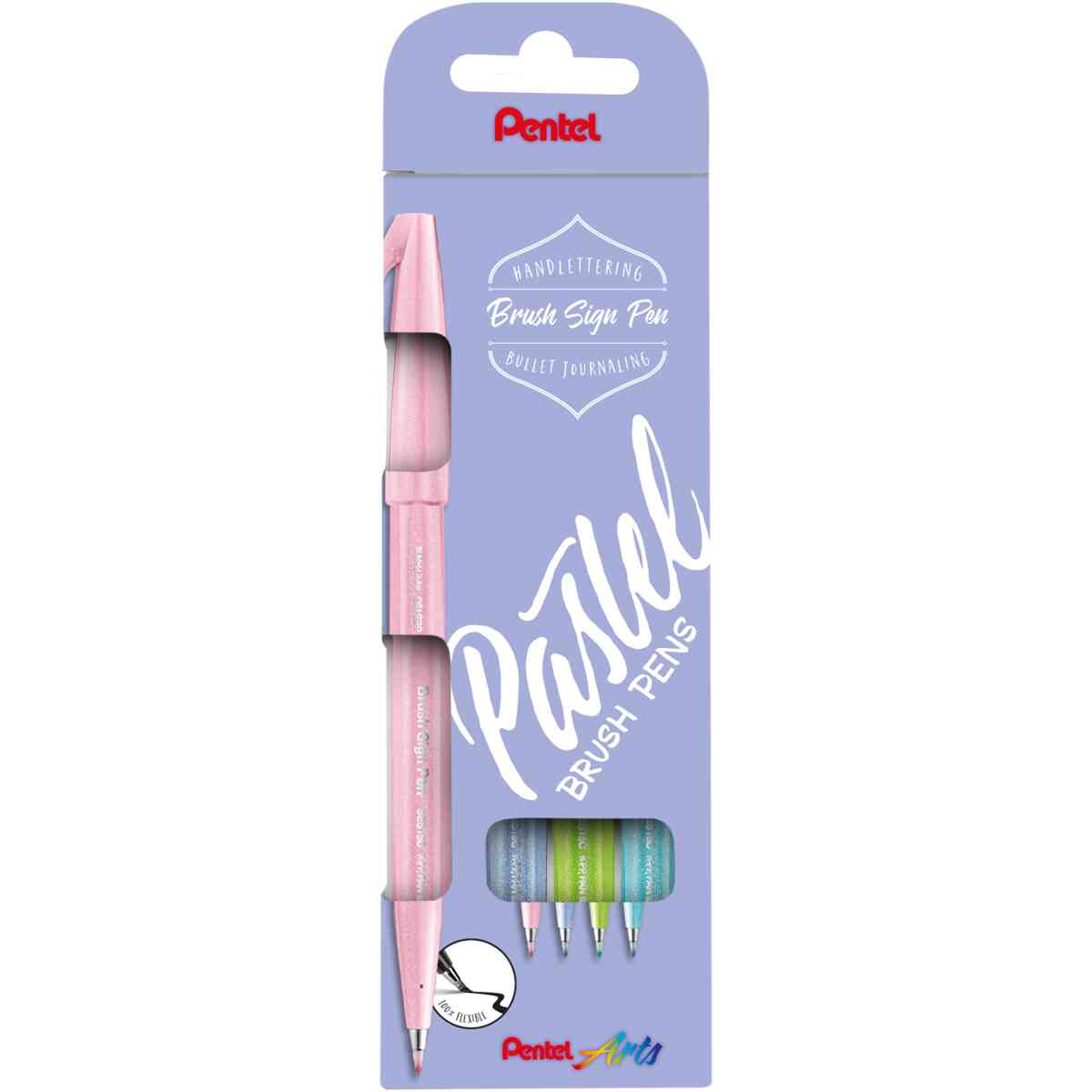 Pentel SES15P-4 Brush Sign Pen PASTEL set : S2,S3,K,P3