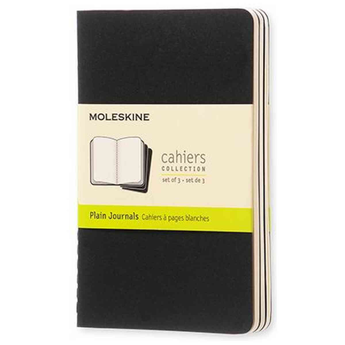 Cahier Journal Olinjerad Pocket Svart 3-Pack