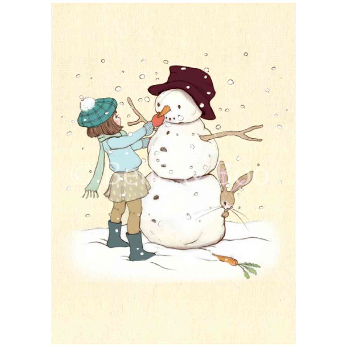 Belle & the Snowman , B & B Xmas Postcards