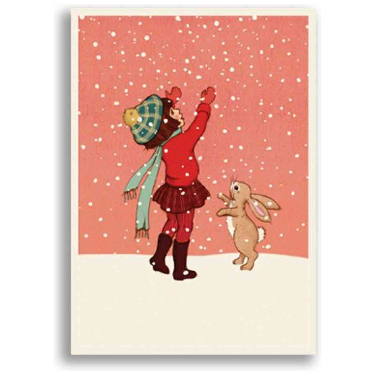Catching Snow, Belle & Boo Playtime Xmas Postcards