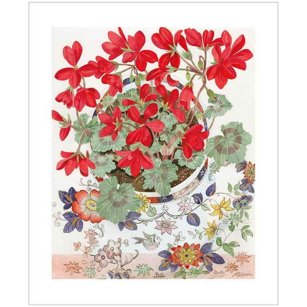 Pelargonium in Floral Cup by Angie Lewin