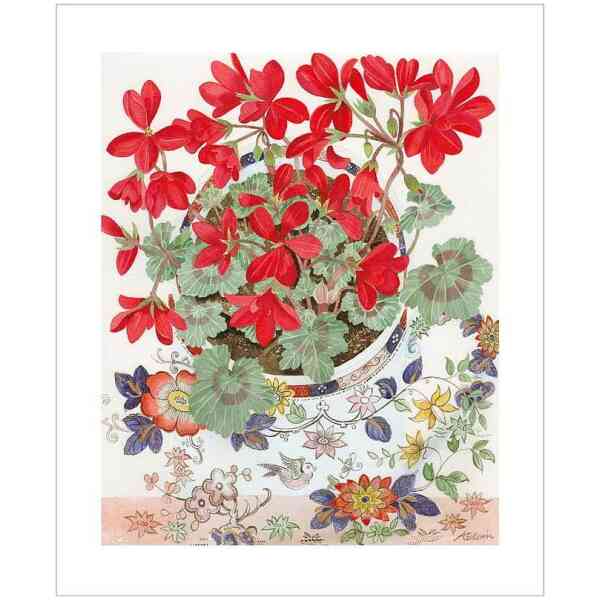 Pelargonium in Floral Cup by Angie Lewin