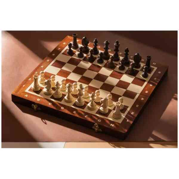 Schackset Tournament No 4 med dubbel uppsättning drottningar - New Line  42x42 cm uppvikt