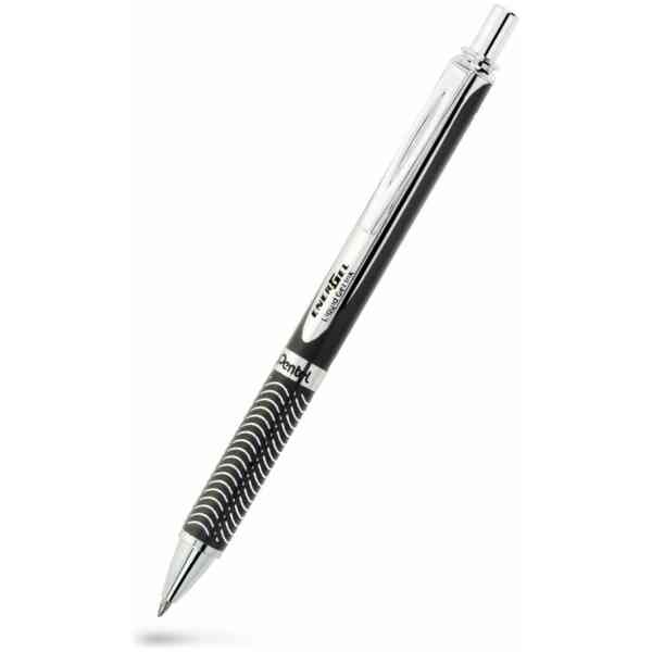 Pentel BL407A-A EnerGel Roller 0,7mm med tryckmekanism STÅL Svart, Skrivfärg : Svart