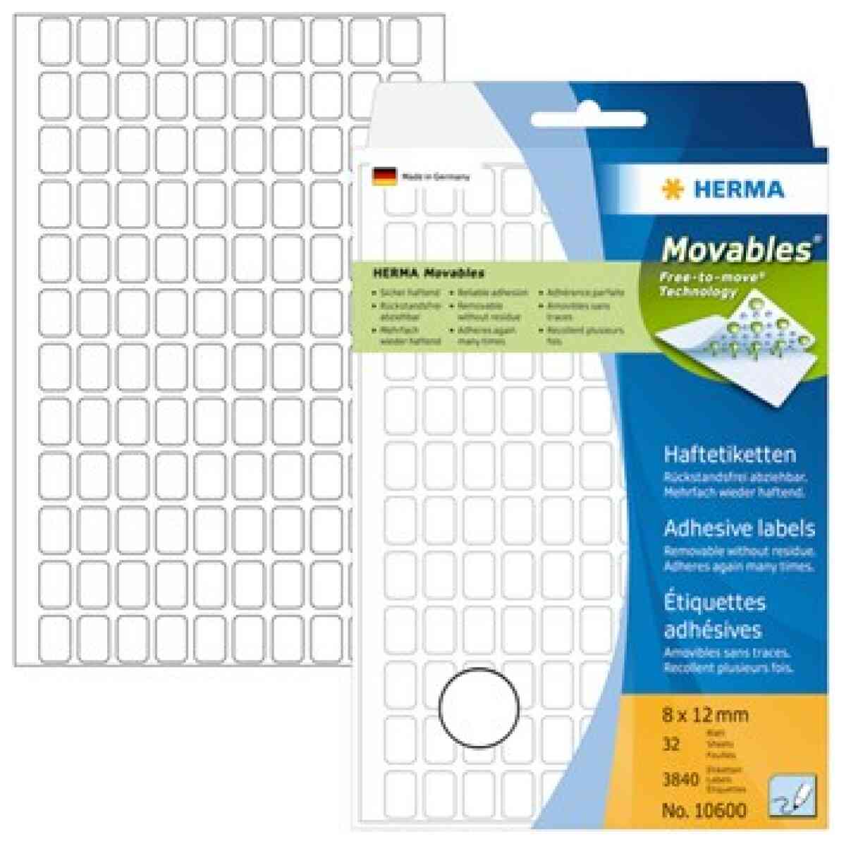Herma etikett avtagbar 8x12 vit (3840)