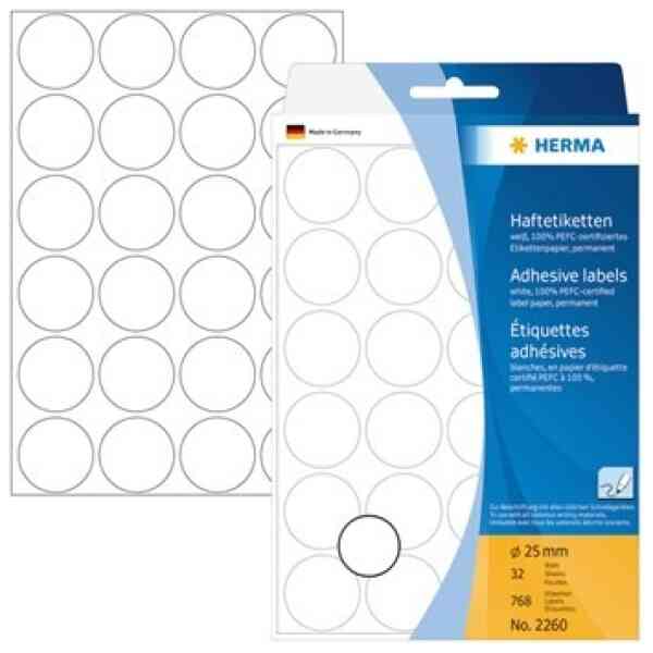 Herma etikett KP ø25 vit (768)