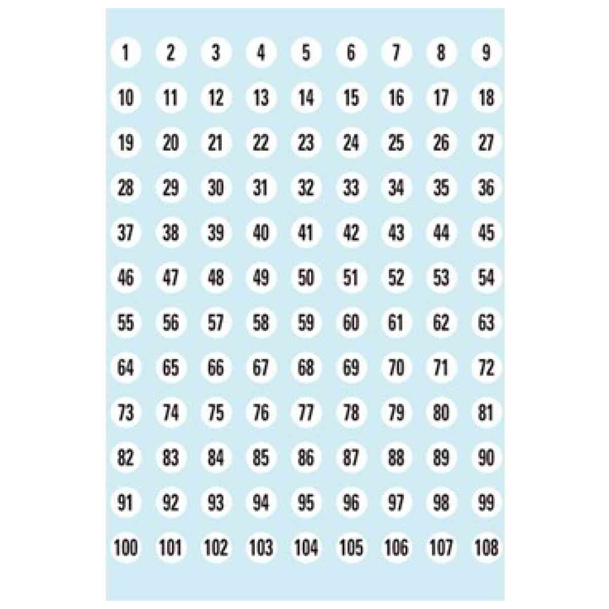 Herma etikett siffror 1-540 ø8 svart/vit