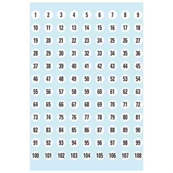 Herma etikett siffror 1-540 ø8 svart/vit