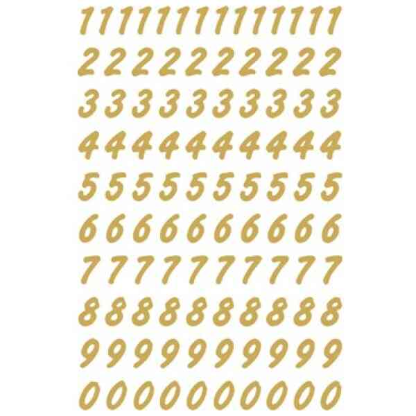 Herma etikett siffror 1-9 8mm guld
