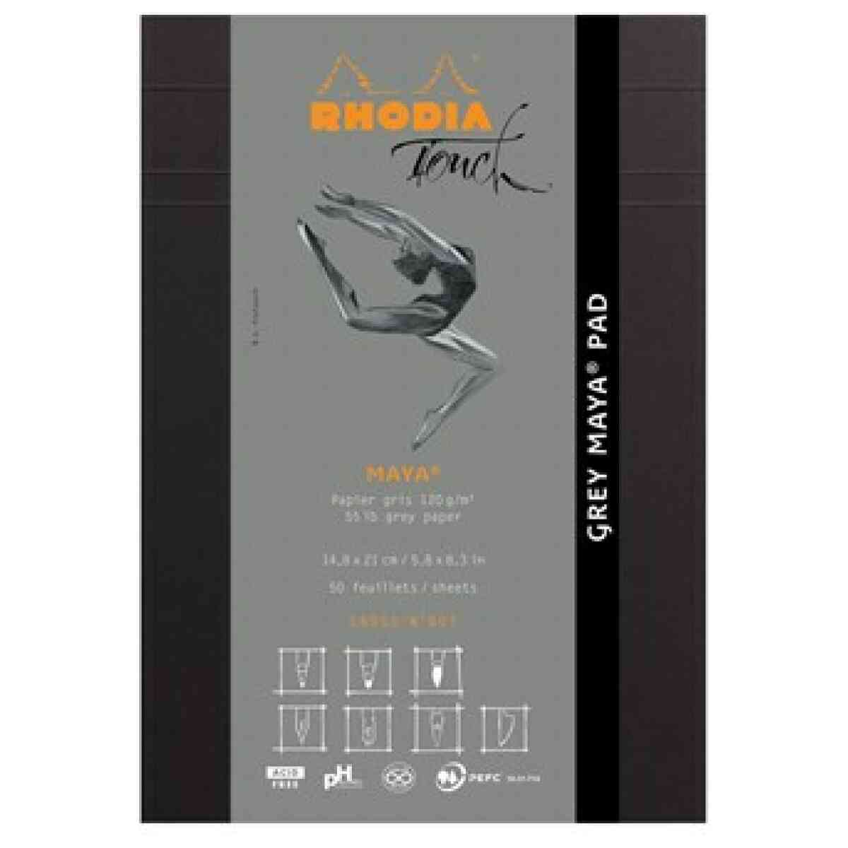 Rhodia Grey maya pad A5 50sh c'n'd 120g