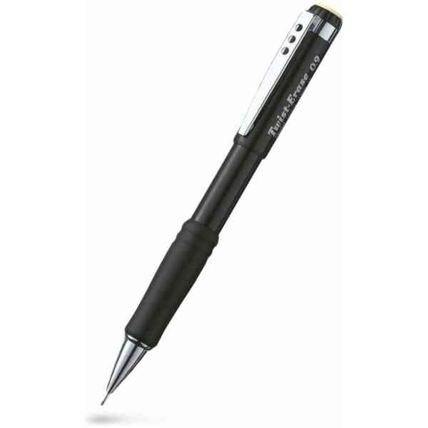 Pentel QE519-A Twist Erase stiftpenna 0,9mm med STORT sudd : Svart