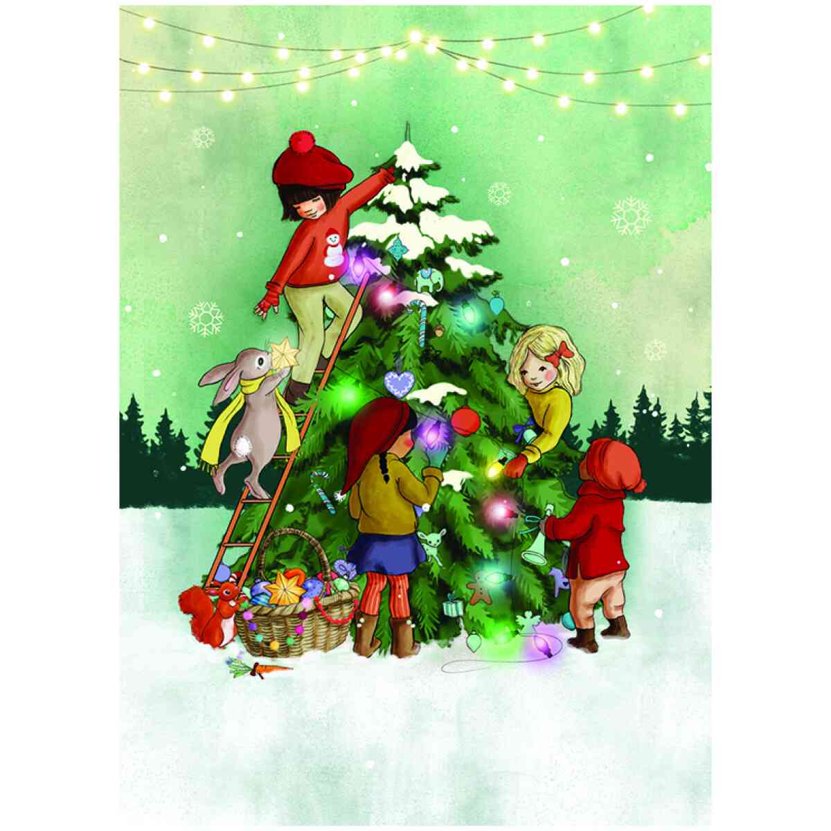 Decorating Tree, Postcard