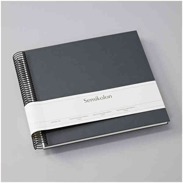 Spiralalbum Economy Medium, krämvit kartong, lava stone