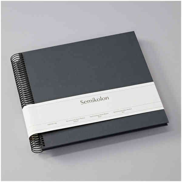 Spiralalbum Economy Medium, svart kartong, lava stone