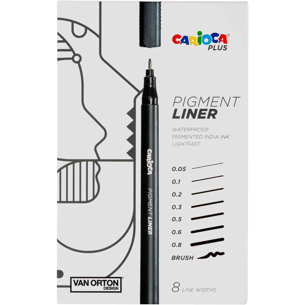 Carioca Plus Pigment Liner - Set om 8 liners