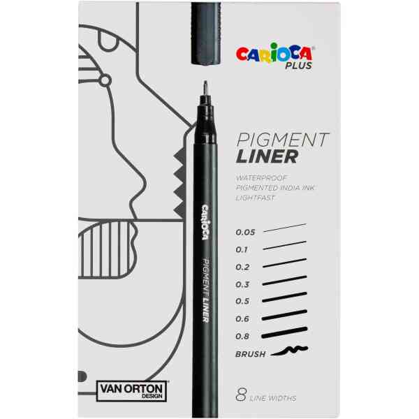 Carioca Plus Pigment Liner - Set om 8 liners