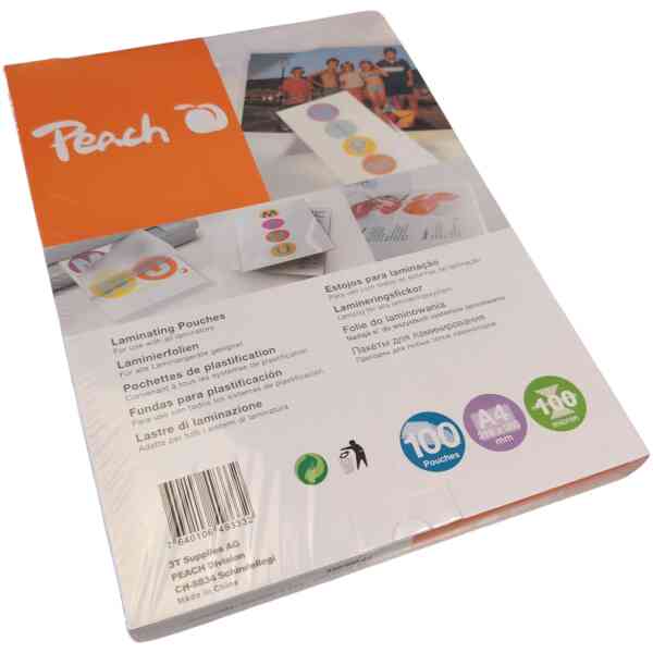 Peach Laminating Pouches A4 Laminerigsfickor 100 micron 100pack