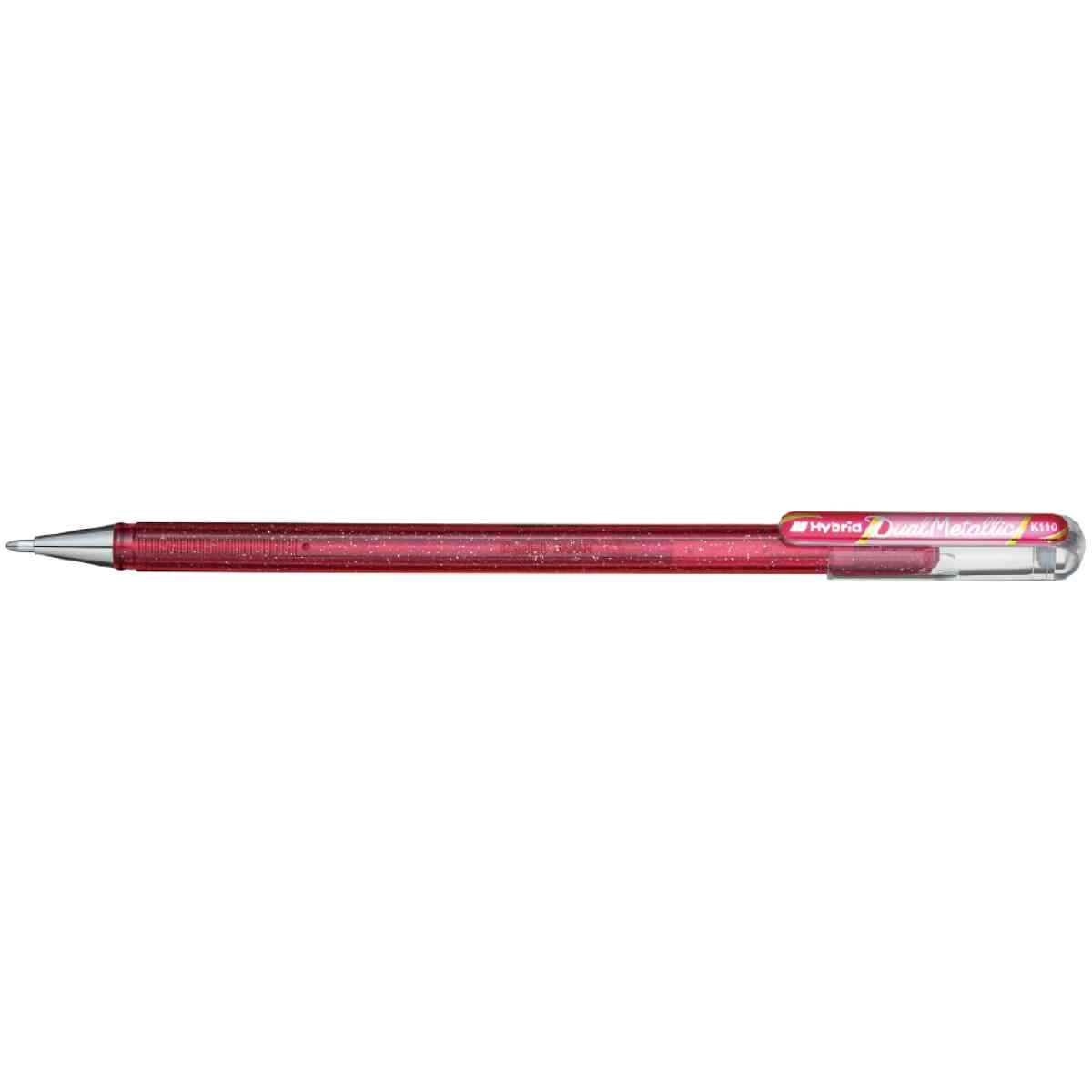 Pentel K110-DPX Dual Met. Roller 1mm med huv Pigmenteret bläck  : Pink + Metallic pink
