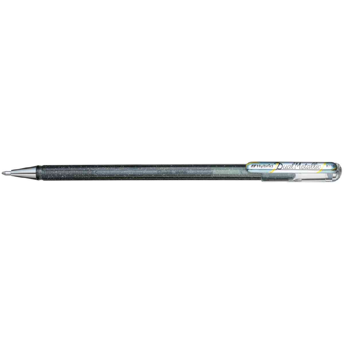 Pentel K110-DZX Dual Met. Roller 1mm med huv Pigmenteret bläck  : Silver