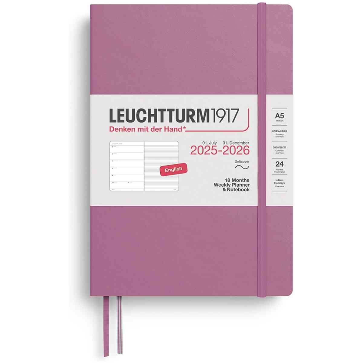 Weekly Pl. & Notebook Medium (A5) 2026, 18 Months, Softcover, English