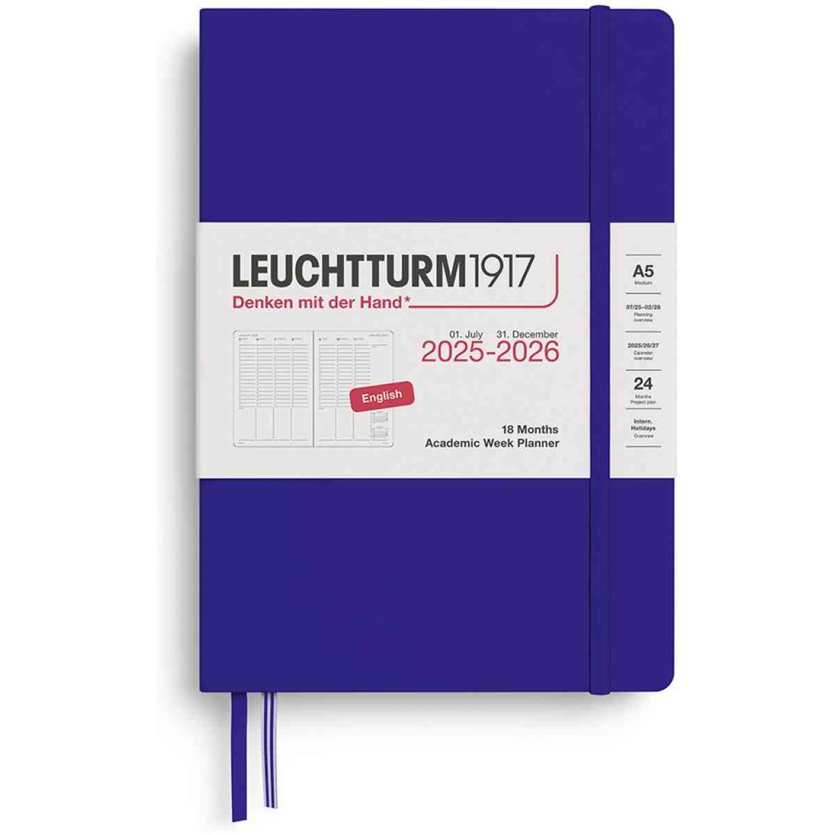 Academic Week Planner Medium (A5) 2026, 18 Months, English