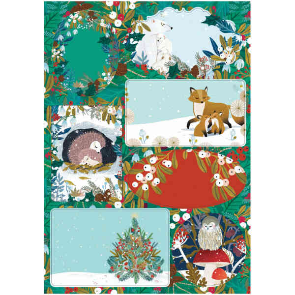 Snowy Sanctuary Sticker Labels Sheet