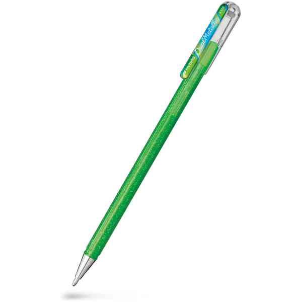 Pentel K110-DMK Dual Met. Roller 1mm med huv Pigmenteret bläck : Ljusgön + Metallic blå och röd