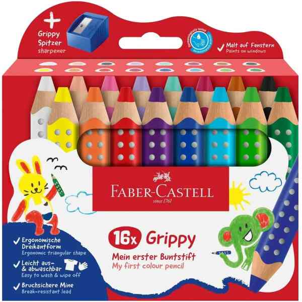 Grippy colored pencil set of 16 with sharpener