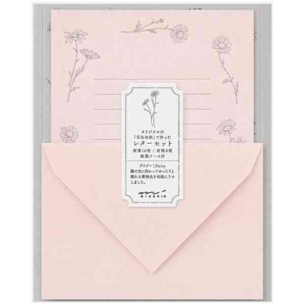 Letter Set Flower Color Washi Paper Pink