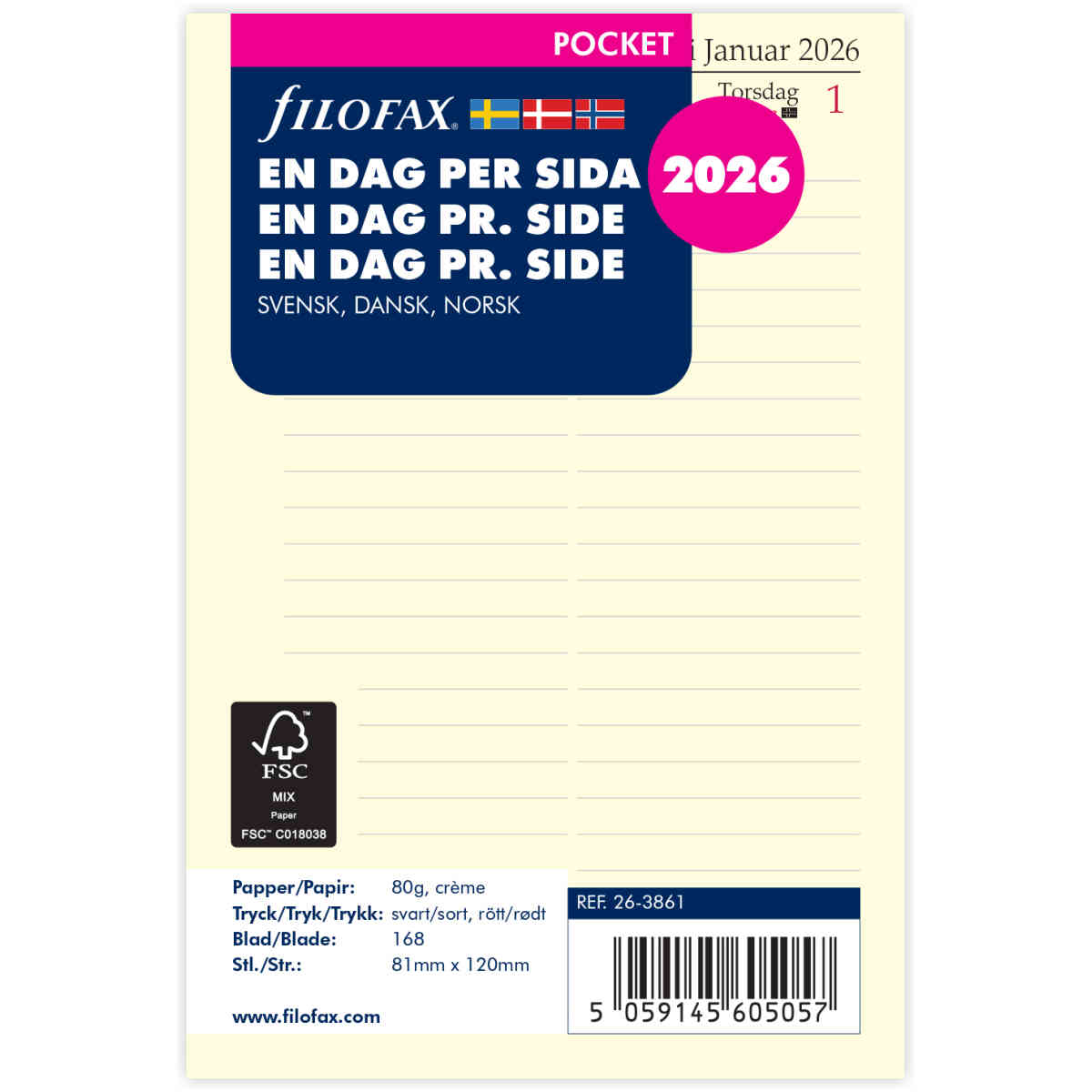 Dagbok Pocket 2026 Dag Per Sida Svensk/Dansk/Norsk - Bild 2