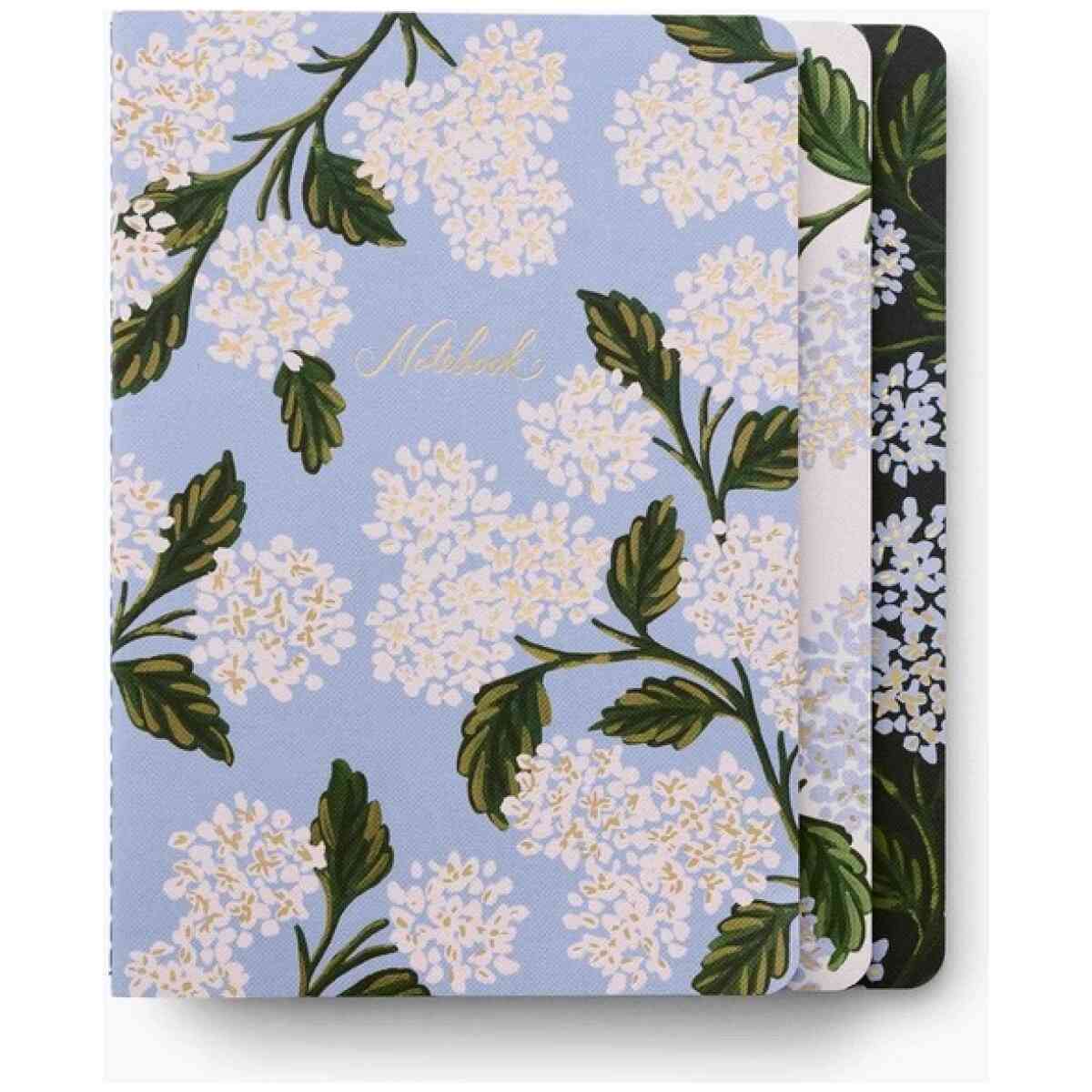 Set of 3 Hydrangea Stitched Notebook Set