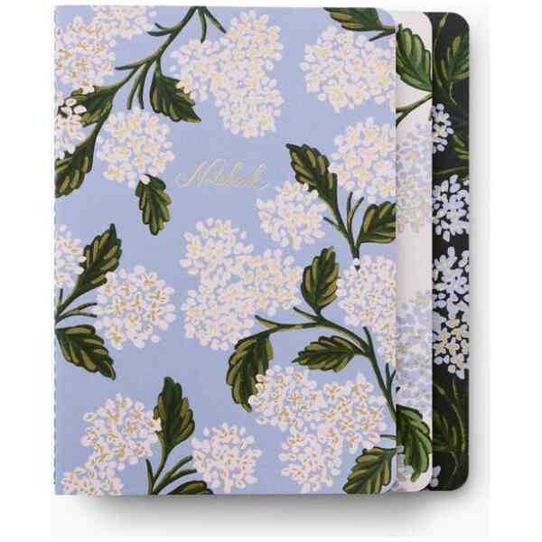 Set of 3 Hydrangea Stitched Notebook Set